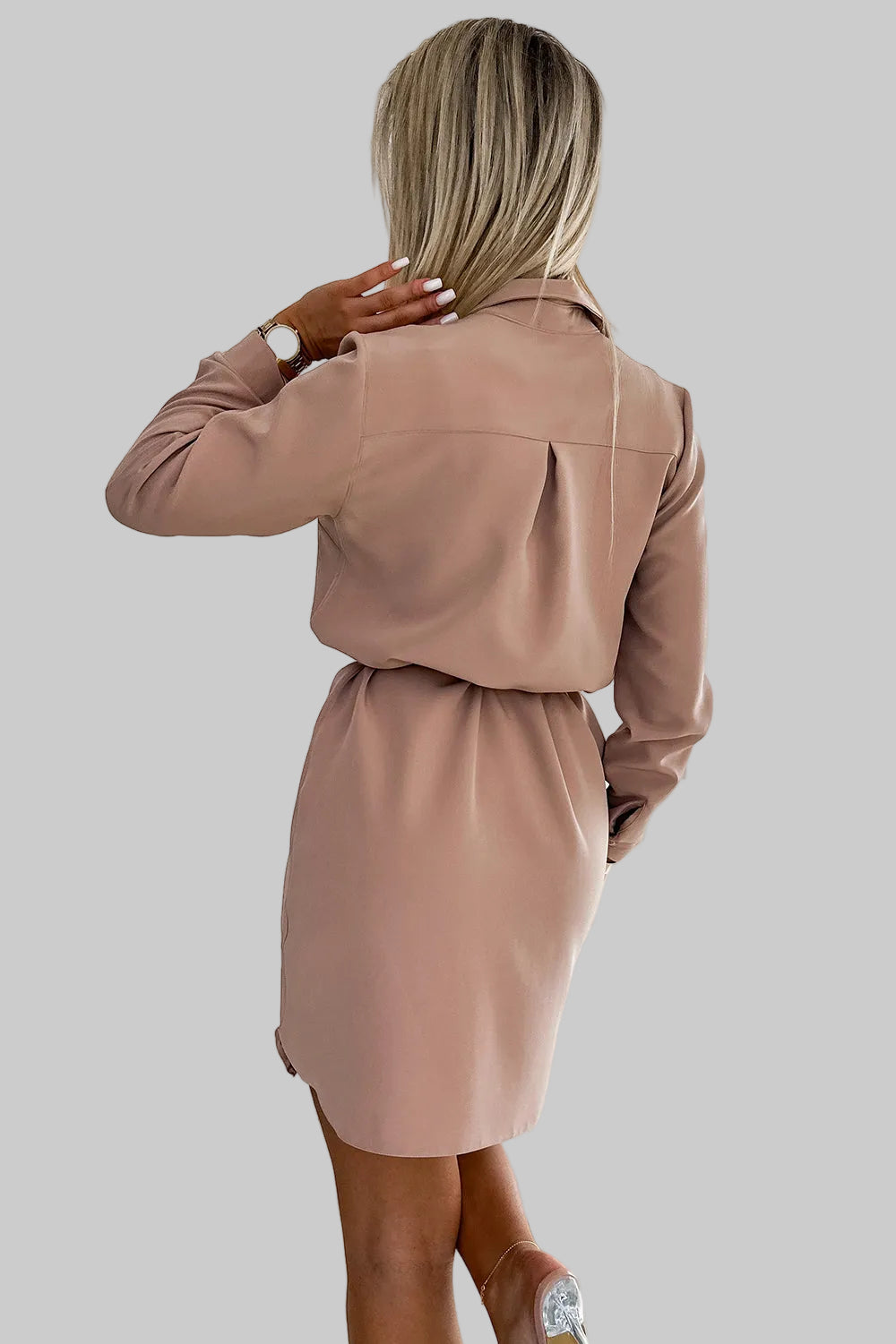 Numoco 284-2 CAMILLE Shirt dress with pockets - beige-2