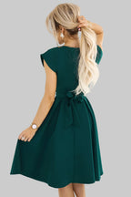 Numoco 348-11 SCARLETT - flared dress with a neckline - green-2