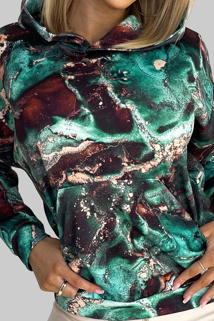 Numoco 390-2 Kangaroo hoodie - turquoise brown marble-4