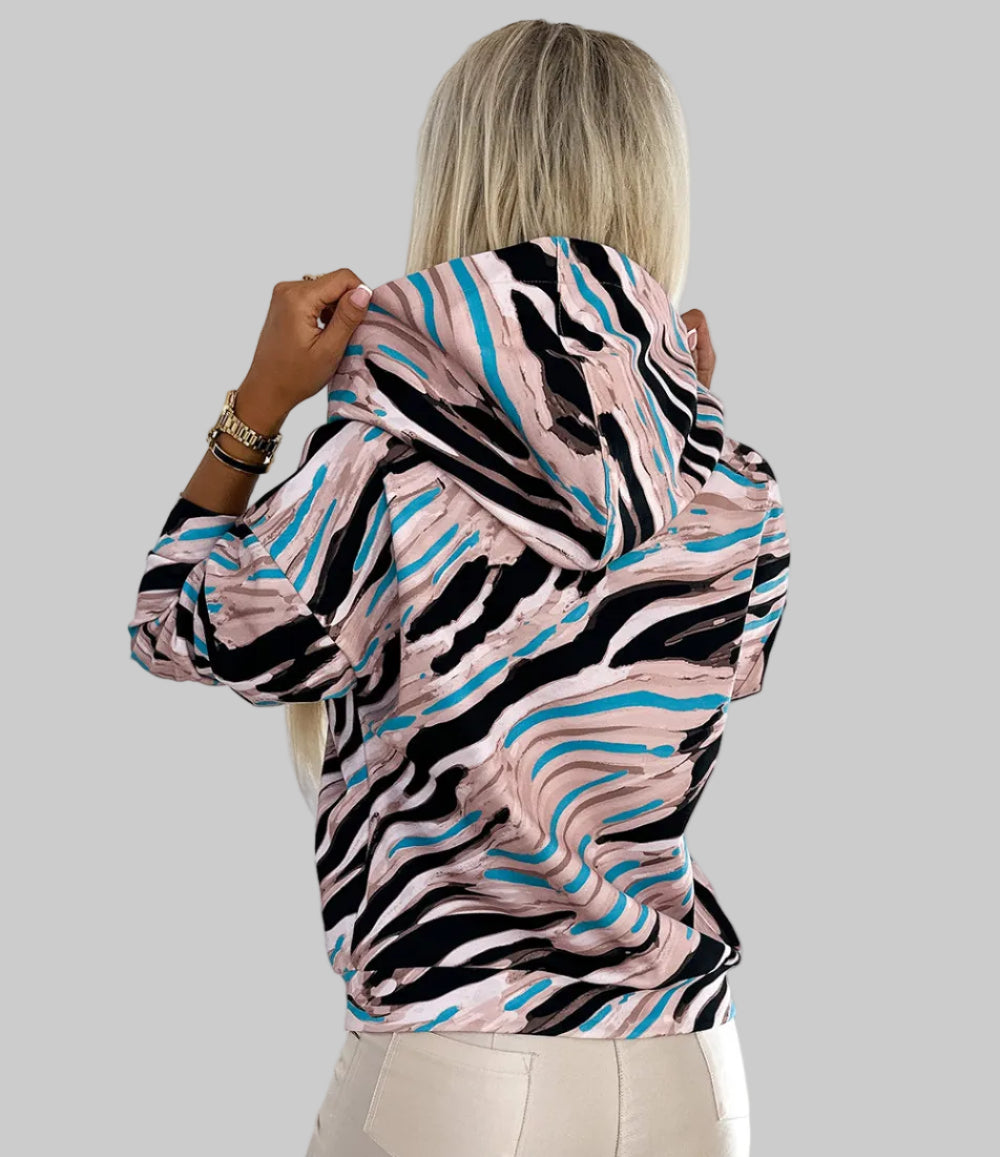Numoco 390-4 Kangaroo hoodie - beige, black and blue waves-2