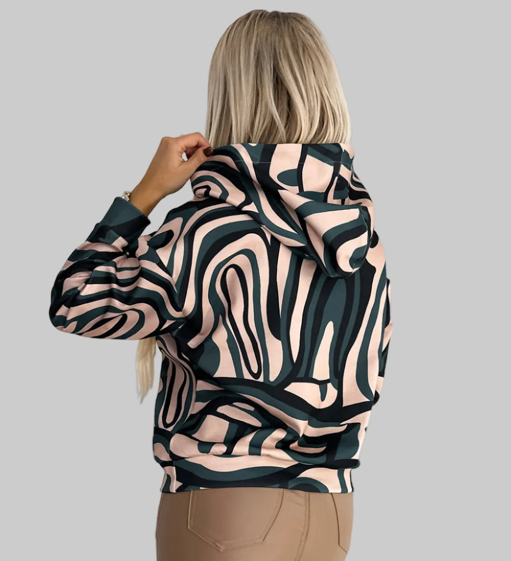 Numoco 390-5 Kangaroo hoodie - green-beige waves-1