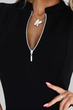 Numoco 573-1 Flared dress with zipper in front - black-4