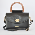 Bolso de Cuero con Solapa patron Cocodrilo  y Laterales de Madera – IULIUS-0