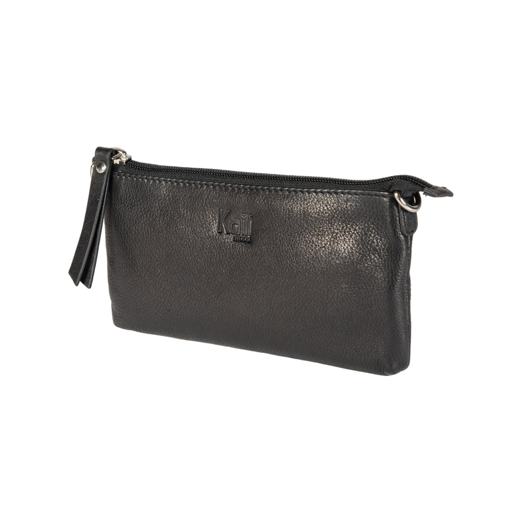 K0013AB | Women's strap in genuine full-grain leather, with light grain. Removable shoulder strap. Polished Nickel hardware. Black color. Dimensions: 20 x 10.5 x 2 cm. Packaging: Tnt bag-2