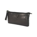 K0013AB | Women's strap in genuine full-grain leather, with light grain. Removable shoulder strap. Polished Nickel hardware. Black color. Dimensions: 20 x 10.5 x 2 cm. Packaging: Tnt bag-2