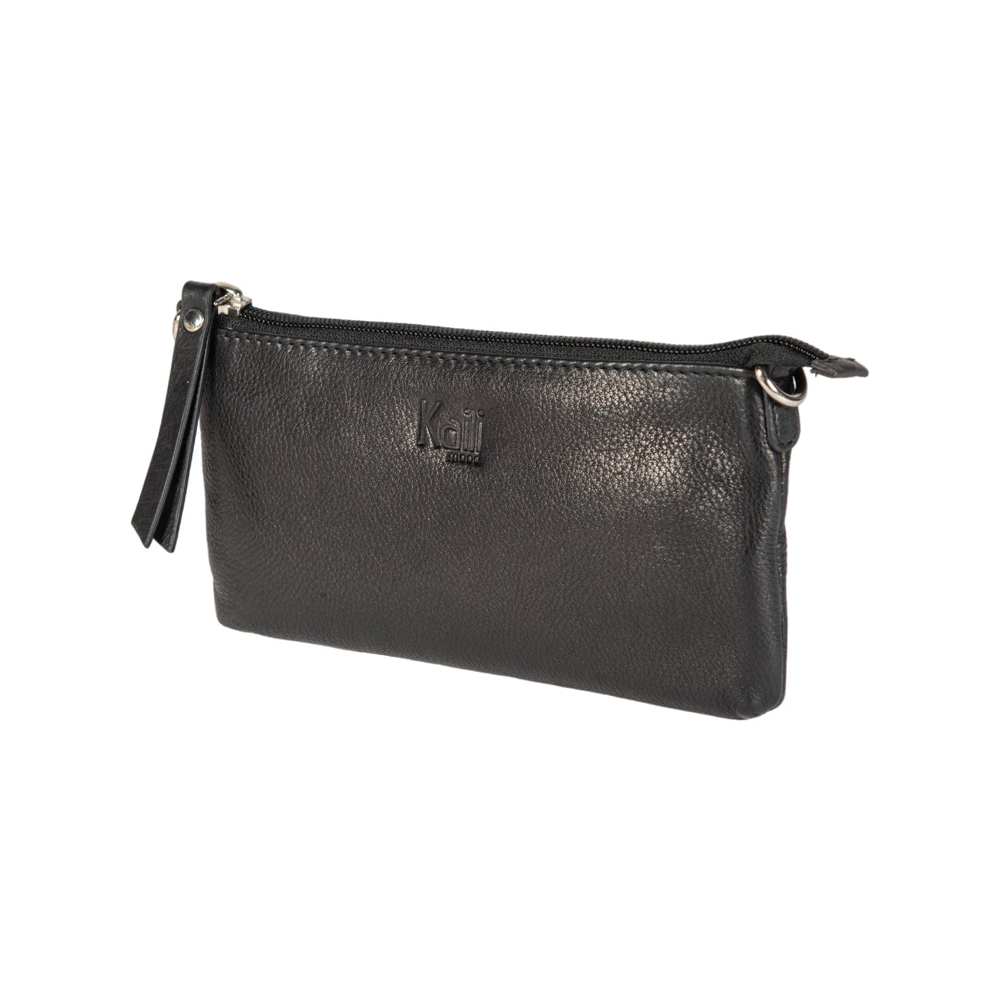 K0013AB | Women's strap in genuine full-grain leather, with light grain. Removable shoulder strap. Polished Nickel hardware. Black color. Dimensions: 20 x 10.5 x 2 cm. Packaging: Tnt bag-2