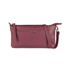 K0013NB | Women's strap in genuine full-grain leather, with light grain. Removable shoulder strap. Polished nickel hardware. Mauve color. Dimensions: 20 x 10.5 x 2 cm. Packaging: Tnt bag-0