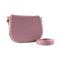 RB1002AZ | Made in Italy Genuine Leather Shoulder Bag with Removable Leather Shoulder Strap and Shiny Gold Metal Buckle Attachments - Antique Pink Color - Size: 26 x 20 x 10 cm.-0
