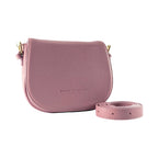 RB1002AZ | Made in Italy Genuine Leather Shoulder Bag with Removable Leather Shoulder Strap and Shiny Gold Metal Buckle Attachments - Antique Pink Color - Size: 26 x 20 x 10 cm.-0