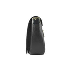 RB1002A | Made in Italy Genuine Leather Shoulder Bag with Removable Leather Shoulder Strap and Shiny Gold Metal Buckle Attachments - Black Color - Size: 26 x 20 x 10 cm.-2