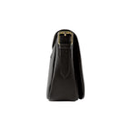 RB1002A | Made in Italy Genuine Leather Shoulder Bag with Removable Leather Shoulder Strap and Shiny Gold Metal Buckle Attachments - Black Color - Size: 26 x 20 x 10 cm.-3