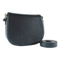 RB1002A | Made in Italy Genuine Leather Shoulder Bag with Removable Leather Shoulder Strap and Shiny Gold Metal Buckle Attachments - Black Color - Size: 26 x 20 x 10 cm.-0