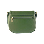 RB1002E | Made in Italy Genuine Leather Shoulder Bag with Removable Leather Shoulder Strap and Shiny Gold Metal Buckle Attachments - Green Color - Size: 26 x 20 x 10 cm.-1