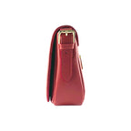 RB1002V | Made in Italy Genuine Leather Shoulder Bag with Removable Leather Shoulder Strap and Shiny Gold Metal Buckle Attachments - Red Color - Size: 26 x 20 x 10 cm.-2