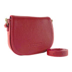 RB1002V | Made in Italy Genuine Leather Shoulder Bag with Removable Leather Shoulder Strap and Shiny Gold Metal Buckle Attachments - Red Color - Size: 26 x 20 x 10 cm.-0