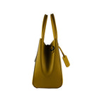 RB1004R | Genuine Leather Hand Bag Made in Italy with Removable Shoulder Strap and Gunmetal Metal Carabiner Attachments - Mustard Color - Size: 33 x 25 x 15 cm + Handles 13 cm-4