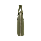 RB1019E | Made in Italy Genuine Leather Unisex Business Briefcase with removable shoulder strap. Polished Nickel metal snap hook attachments - Green color - Dimensions: cm 37 x 29 x 6.5-3