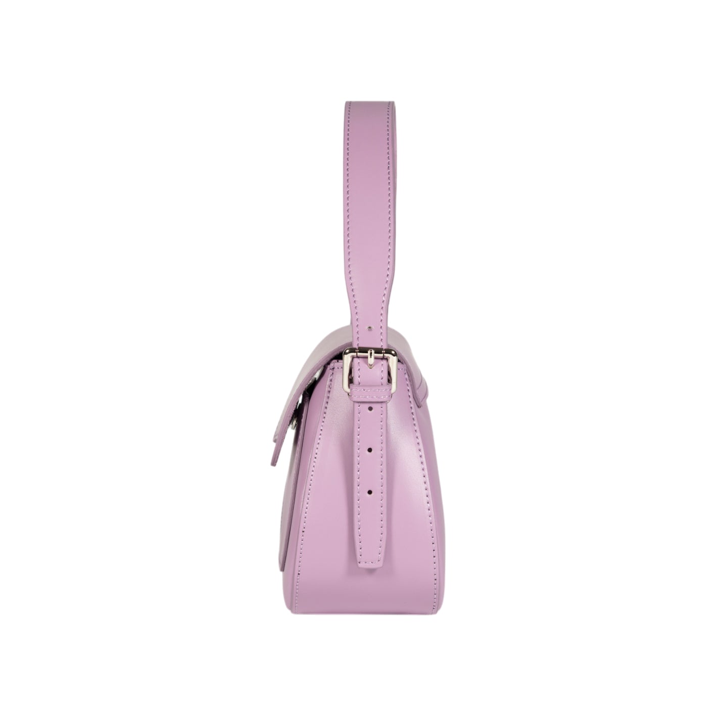 RB1030CI | EMMA Women's Shoulder Bag with flap in Genuine Leather Made in Italy. Shiny Silver metal hardware - Lilac color - Dimensions: cm 24 x 18 x 9 + 14.5 (Handle light)-3