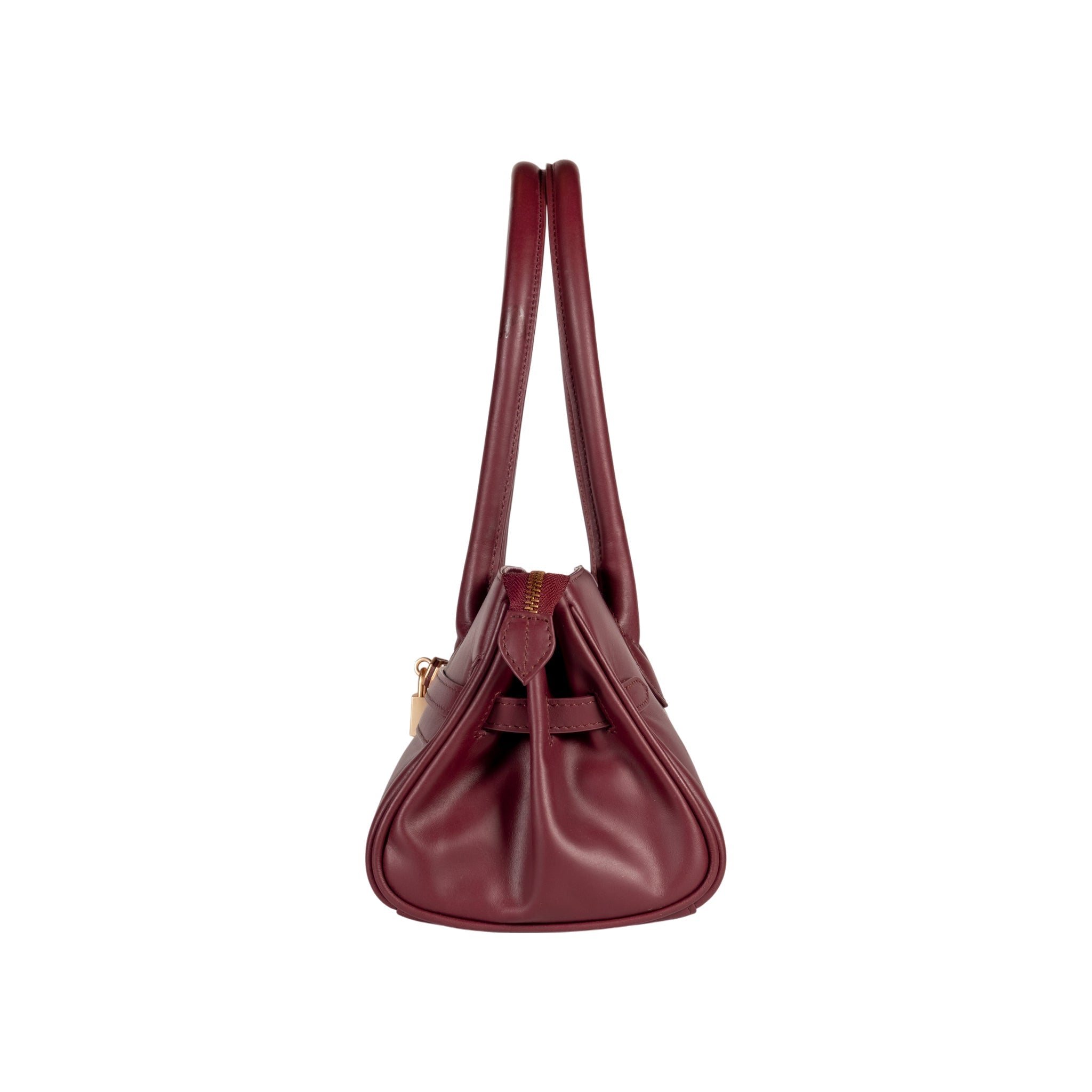 RB1033X | ARIANNA Women's Shoulder Bag in Soft Genuine Sauvage Leather Made in Italy. Matte Gold Metal Accessories. Bordeaux Color. Dimensions: 34 x 15 x 16 + 20 cm (Handle Drop)-2