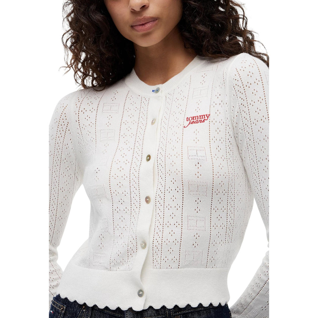Tommy Jeans vit stickad cardigan