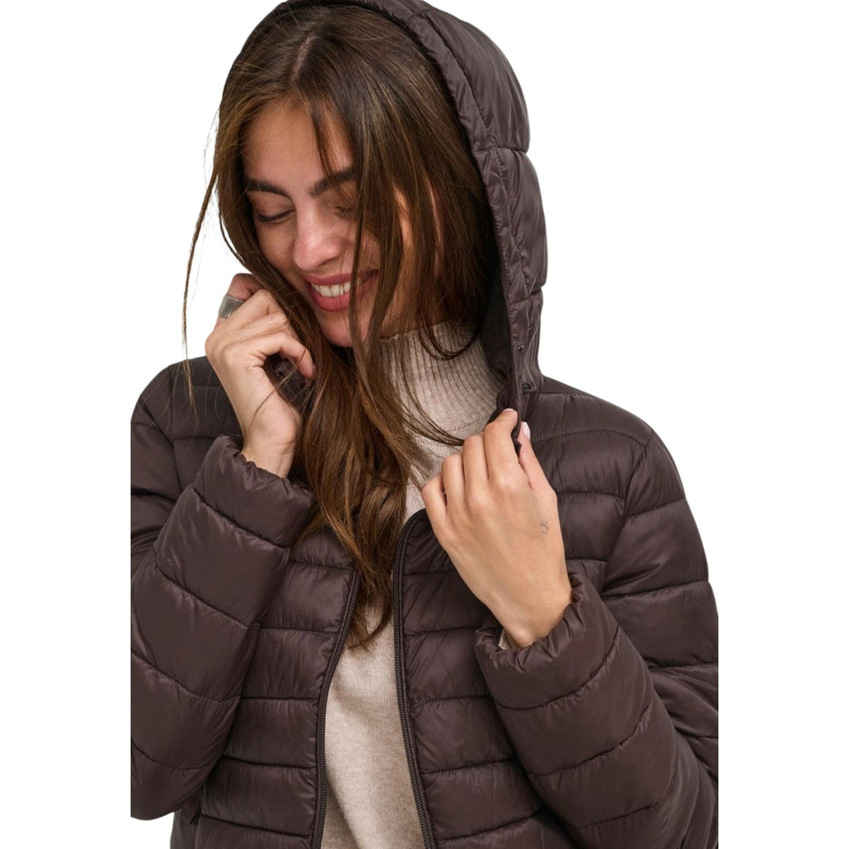 ONLY ONLTAHIA LW QUILTED HOOD JKT NOOS OTW brun quiltad lättviktsjacka