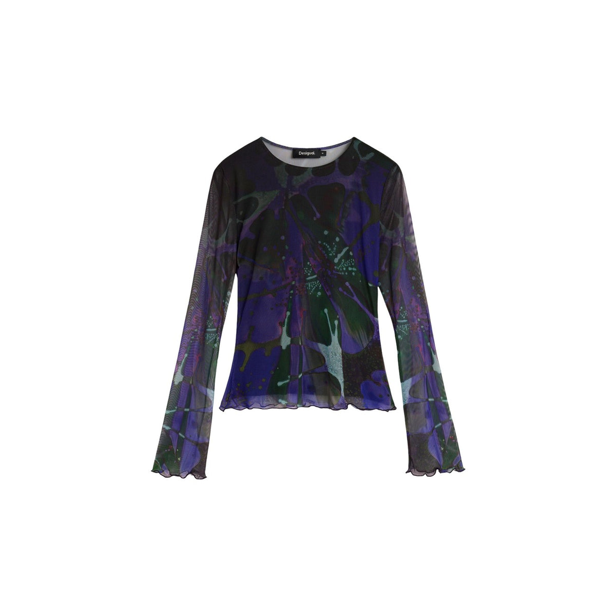 Desigual långärmad meshtopp med mönster