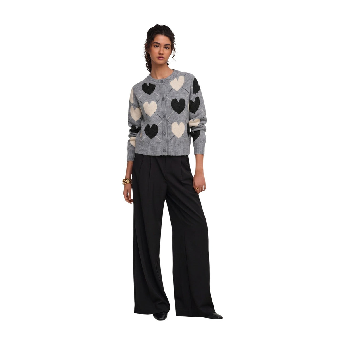 ONLY ONLRITU LS O-NECK JAQ CARDIGAN KNT stickad kofta med hjärtmönster