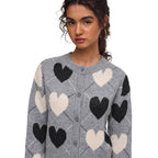 ONLY ONLRITU LS O-NECK JAQ CARDIGAN KNT stickad kofta med hjärtmönster
