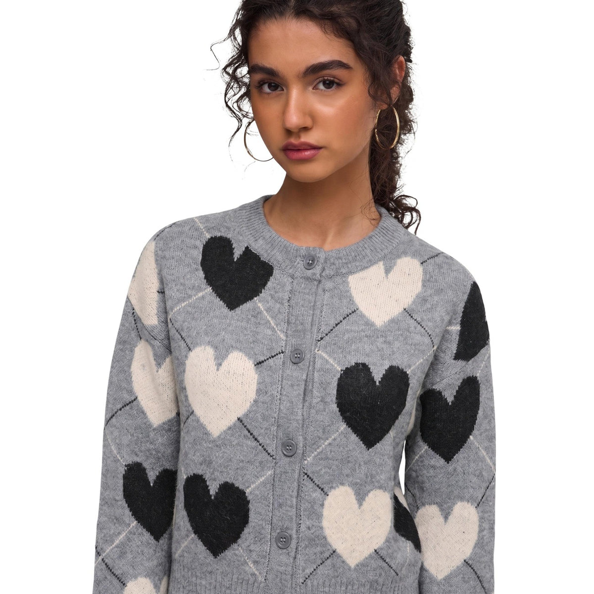 ONLY ONLRITU LS O-NECK JAQ CARDIGAN KNT stickad kofta med hjärtmönster