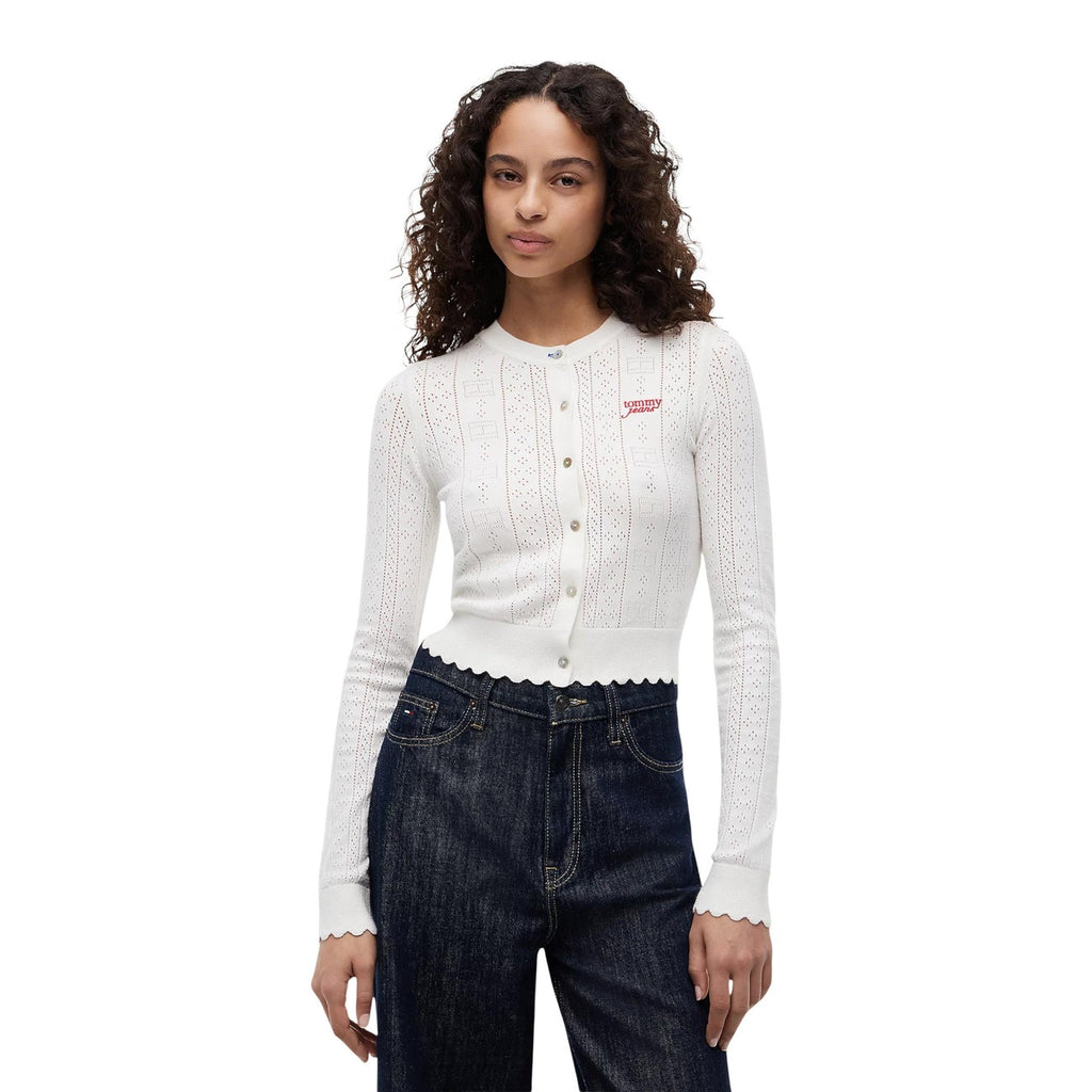 Tommy Jeans vit stickad cardigan