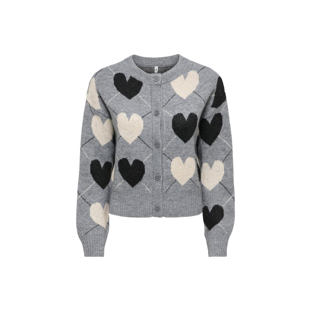 ONLY ONLRITU LS O-NECK JAQ CARDIGAN KNT stickad kofta med hjärtmönster