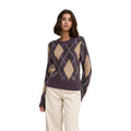 JDY JDYREESE L/S O-NECK ARGYLE PULLOVER KNT stickad tröja med argylemönster