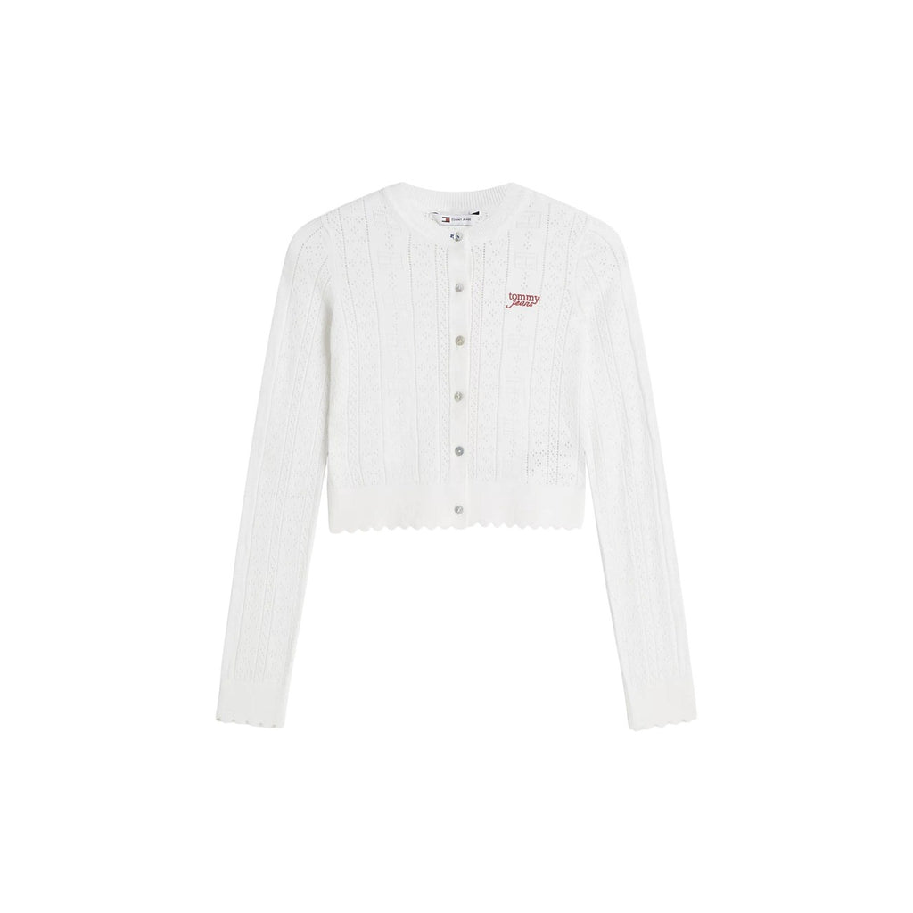 Tommy Jeans vit stickad cardigan