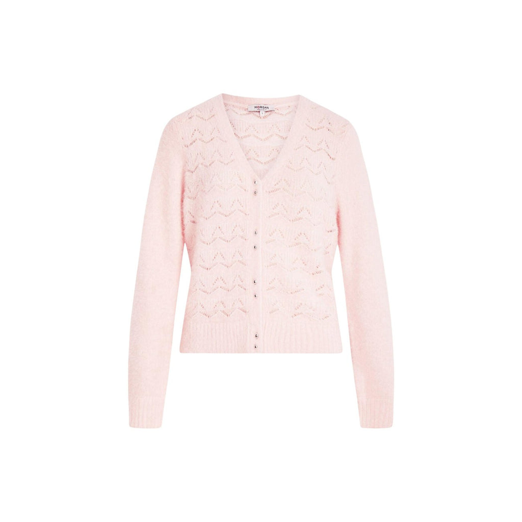 Morgan De Toi rosa stickad kofta med geometriskt mönster