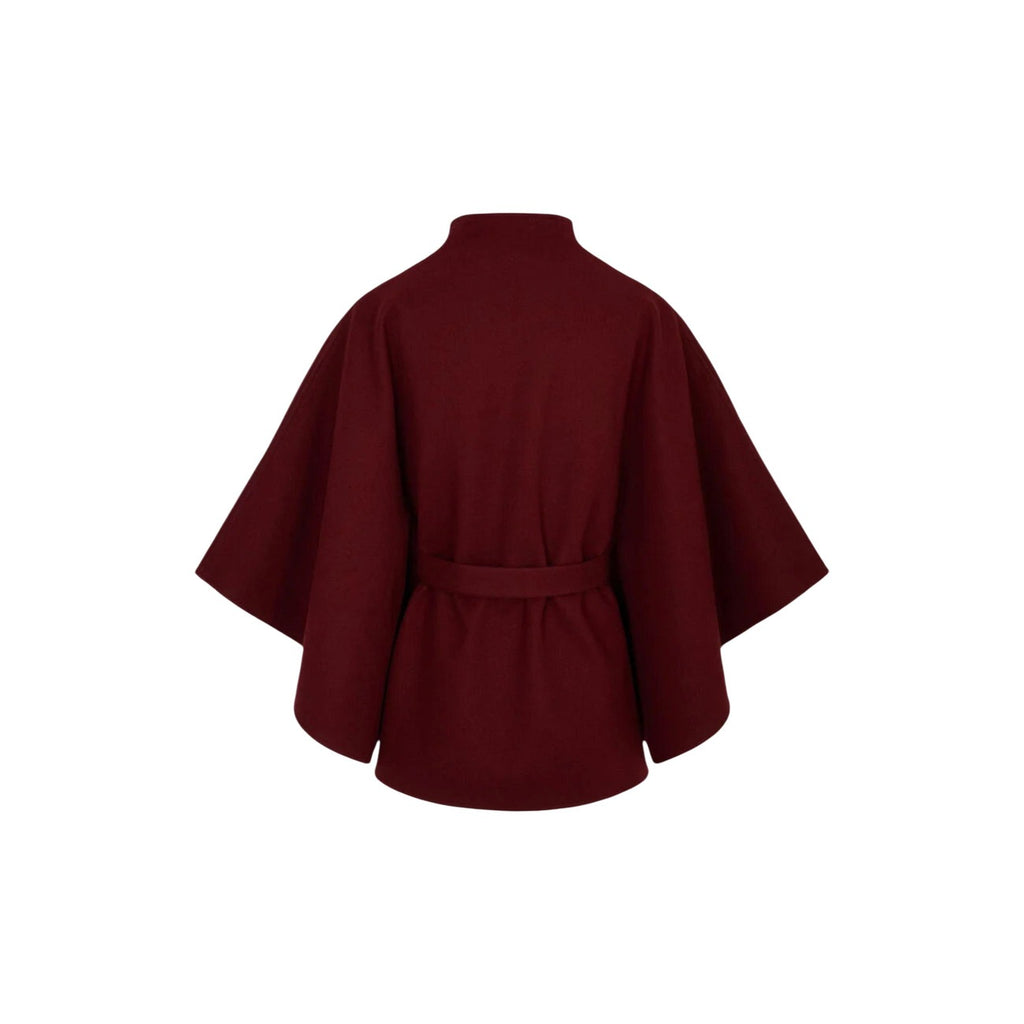 Morgan De Toi bourgogne stickad poncho med knytskärp