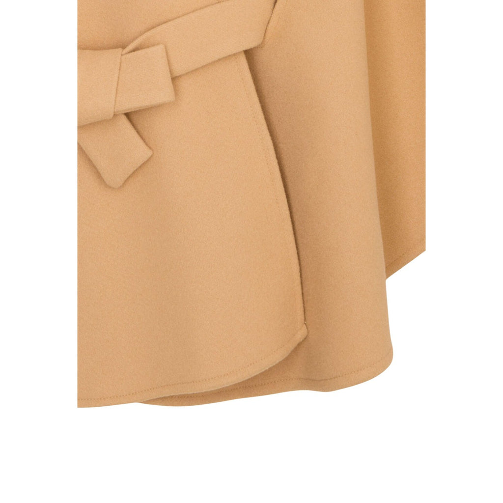 Morgan De Toi beige stickad poncho med knytskärp