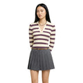 ONLY ONLKAYA LS STRIPE POLO KNT NOOS beige stickad tröja med V-ringning