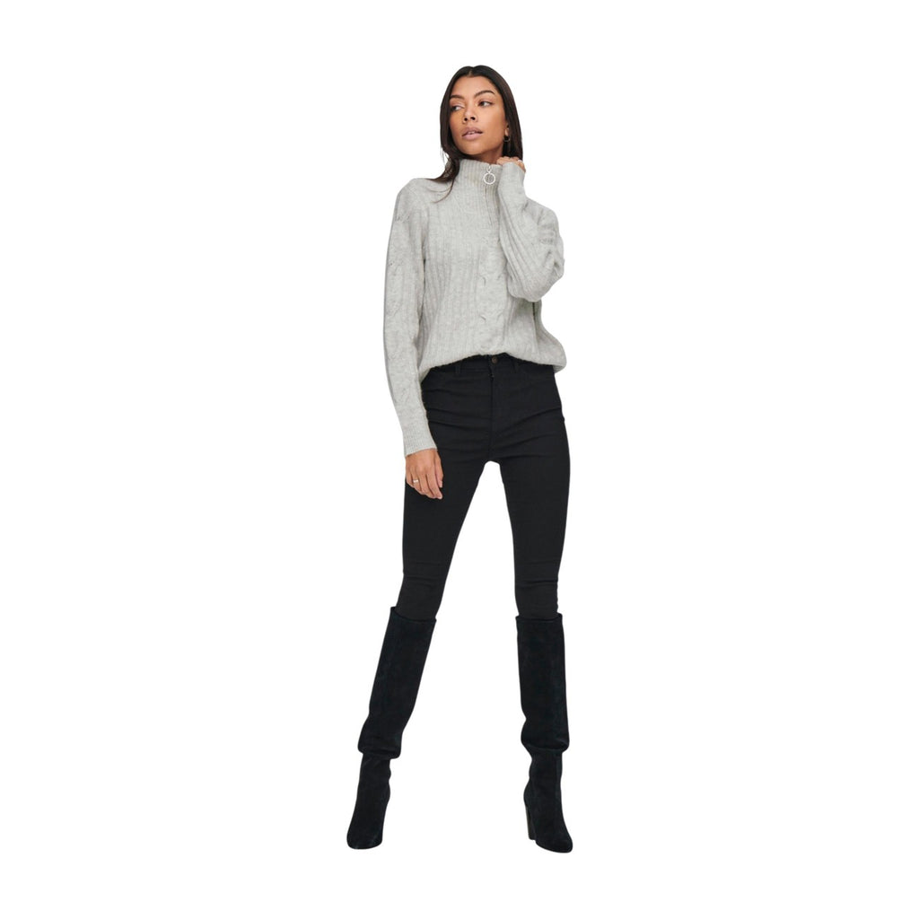 JDY JDYANDREA L/S ZIP CABLE PULLOVE KNT NOOS kabelstickad tröja med dragkedja