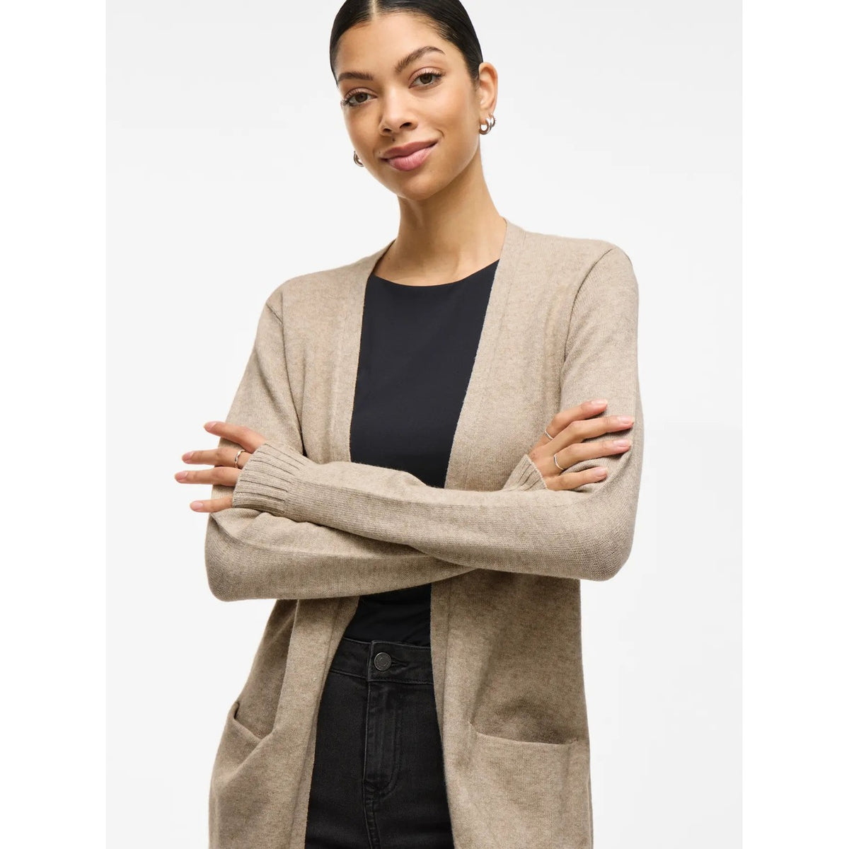 VILA beige öppen cardigan